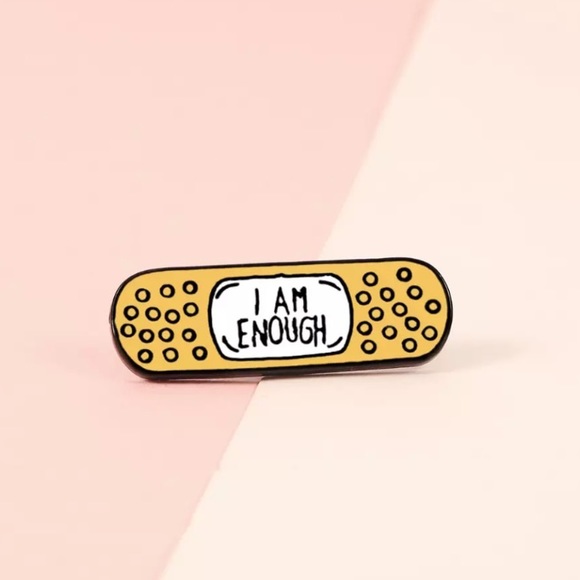 🎉 New I Am Enough Band-aid Mental Health Enamel Pin - Picture 1 of 7